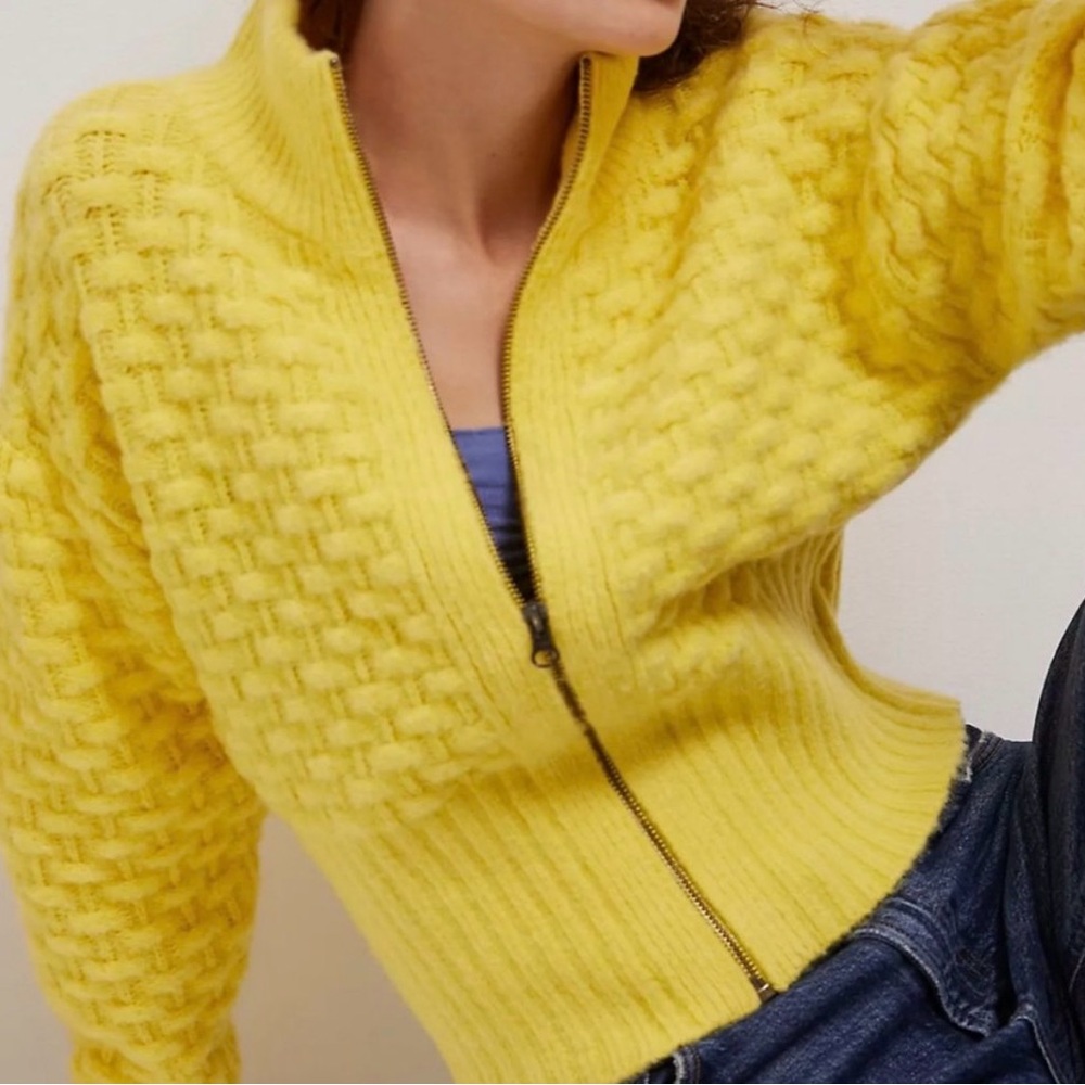 Anthropologie Maeve Buttercup Textured Knit Jacket Cardigan Sweater Size Small